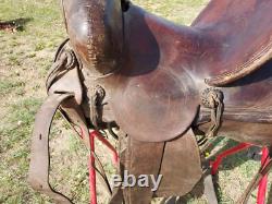 Vintage High Back/Square Skirt Western Saddle Unmarked 13½ Seat
