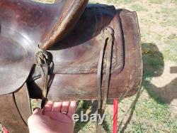 Vintage High Back/Square Skirt Western Saddle Unmarked 13½ Seat