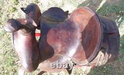 Vintage High Back/Square Skirt Western Saddle Unmarked 13½ Seat