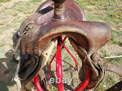 Vintage High Back/Square Skirt Western Saddle Unmarked 13½ Seat