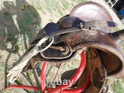 Vintage High Back/Square Skirt Western Saddle Unmarked 13½ Seat