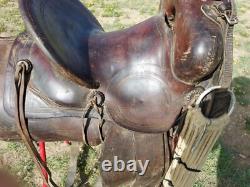 Vintage High Back/Square Skirt Western Saddle Unmarked 13½ Seat