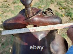 Vintage High Back/Square Skirt Western Saddle Unmarked 13½ Seat