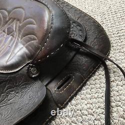 Vintage Horse 14 Saddle Tooled Leather Roper Western Americana Decor Cowboy