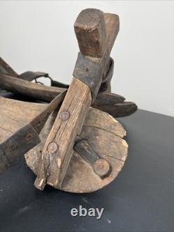 Vintage Horse saddle pack storage gear antique wood ranch cowboy western decor