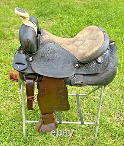 Vintage Leather Little Wonder Saddle Western 15 Inch Seat Tooled Cowboy Horse