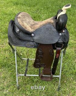 Vintage Leather Little Wonder Saddle Western 15 Inch Seat Tooled Cowboy Horse