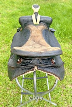 Vintage Leather Little Wonder Saddle Western 15 Inch Seat Tooled Cowboy Horse