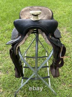 Vintage Leather Little Wonder Saddle Western 15 Inch Seat Tooled Cowboy Horse
