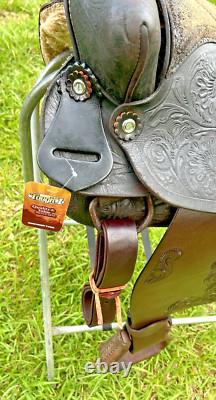 Vintage Leather Little Wonder Saddle Western 15 Inch Seat Tooled Cowboy Horse
