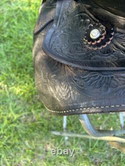 Vintage Leather Little Wonder Saddle Western 15 Inch Seat Tooled Cowboy Horse