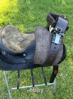 Vintage Leather Little Wonder Saddle Western 15 Inch Seat Tooled Cowboy Horse