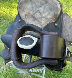 Vintage Leather Little Wonder Saddle Western 15 Inch Seat Tooled Cowboy Horse