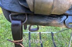 Vintage Leather Little Wonder Saddle Western 15 Inch Seat Tooled Cowboy Horse