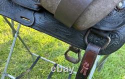 Vintage Leather Little Wonder Saddle Western 15 Inch Seat Tooled Cowboy Horse