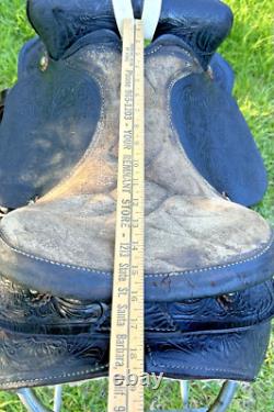 Vintage Leather Little Wonder Saddle Western 15 Inch Seat Tooled Cowboy Horse