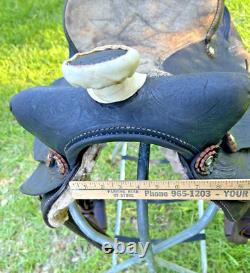 Vintage Leather Little Wonder Saddle Western 15 Inch Seat Tooled Cowboy Horse
