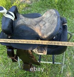 Vintage Leather Little Wonder Saddle Western 15 Inch Seat Tooled Cowboy Horse
