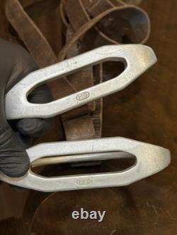 Vintage Leather Saddle Set with HS Herm Sprenger Stirrups 12.4cm & FLECK Crop Vintage Leather Saddle Set with HS Herm Sprenger Stirrups 12.4cm & FLECK Crop