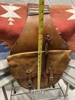 Vintage Leather Saddle With Trail Bag Gun Sleeve Rope & Western Blanket Child Size