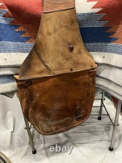 Vintage Leather Saddle With Trail Bag Gun Sleeve Rope & Western Blanket Child Size