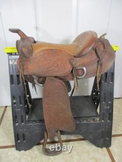 Vintage Leather Western Trail Style Horse Riding Saddle Model #1432