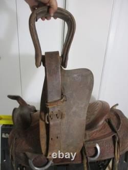 Vintage Leather Western Trail Style Horse Riding Saddle Model #1432