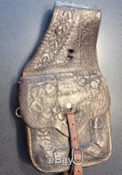 Vintage Maker Marked Otto F. Ernst Cowboy Western Leather Saddle Bags Wyoming