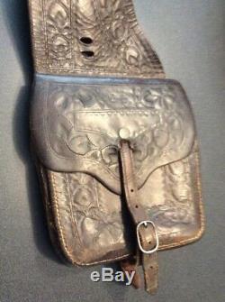 Vintage Maker Marked Otto F. Ernst Cowboy Western Leather Saddle Bags Wyoming