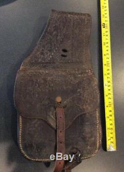 Vintage Maker Marked Otto F. Ernst Cowboy Western Leather Saddle Bags Wyoming