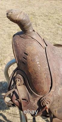 Vintage N. Porter Co. 14 Steer Wrestlimg Saddle As Is