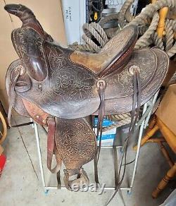 Vintage Olsen Nolte Western Saddle Visalia Stirrups