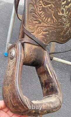 Vintage Olsen Nolte Western Saddle Visalia Stirrups