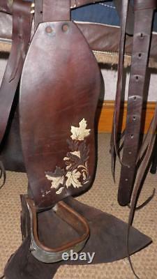 Vintage Original USA Made Leather Western Saddle 17 & Girth
