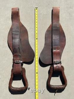 Vintage Pair Leather Western Saddle Fenders complete with Stirrups FREE SHIP