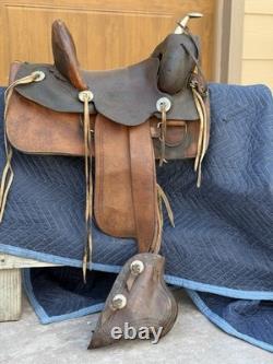 Vintage R. T Frazier Pueblo Colo. High Back Buckaroo Western Saddle 14½ seat