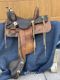 Vintage R. T Frazier Pueblo Colo. High Back Buckaroo Western Saddle 14½ seat
