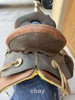 Vintage R. T Frazier Pueblo Colo. High Back Buckaroo Western Saddle 14½ seat