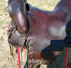 Vintage R. T Frazier Pueblo Colo. High Back Buckaroo Western Saddle 14½ seat