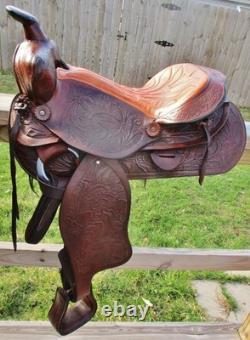 Vintage RED RANGER Western Trail pleasure Saddle, comfy padded 14' seat-Clean