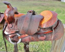 Vintage RED RANGER Western Trail pleasure Saddle, comfy padded 14' seat-Clean