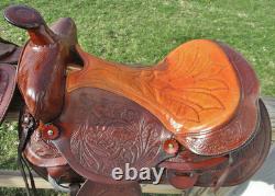 Vintage RED RANGER Western Trail pleasure Saddle, comfy padded 14' seat-Clean