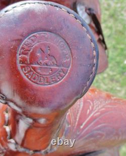 Vintage RED RANGER Western Trail pleasure Saddle, comfy padded 14' seat-Clean
