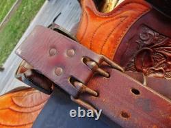 Vintage RED RANGER Western Trail pleasure Saddle, comfy padded 14' seat-Clean