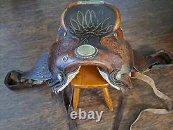 Vintage SIMCO 5567 Western Horse Saddle With Metal Trim