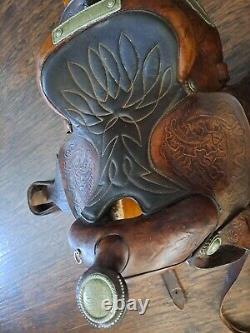 Vintage SIMCO 5567 Western Horse Saddle With Metal Trim