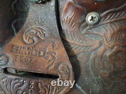 Vintage SIMCO 5567 Western Horse Saddle With Metal Trim