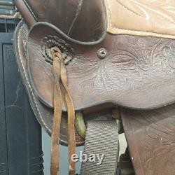 Vintage Saddle King of Texas 16 Western Saddle Tooled Leather Ranch Trail Horse