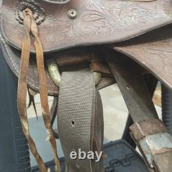 Vintage Saddle King of Texas 16 Western Saddle Tooled Leather Ranch Trail Horse