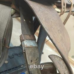 Vintage Saddle King of Texas 16 Western Saddle Tooled Leather Ranch Trail Horse
